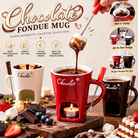 Ceramic Chocolate Fondue Mug Set Cheese Fondue Mug with Fork but No Candle